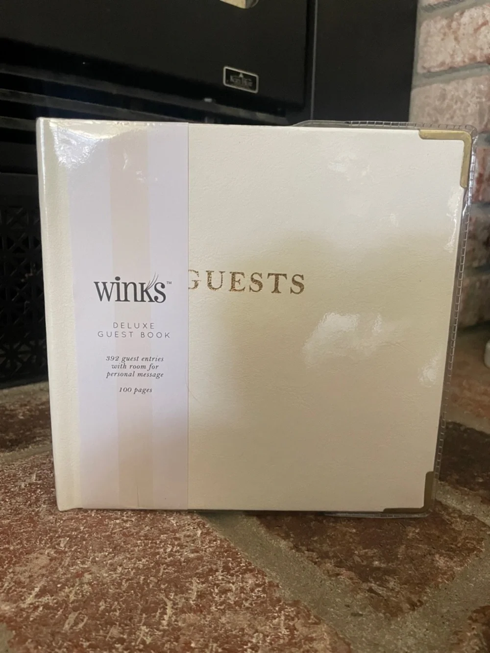 Winks Guest Book with Gold Foil Script 6.5x6.5” by Paper Peony Press